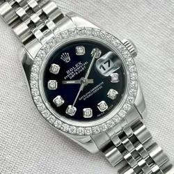 Rolex Datejust 26mm 179174 Black Diamond Dial Diamond Bezel Papers Jubilee Box