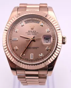 ROLEX DAY-DATE II 41MM 18K ROSE GOLD WITH ROSE GOLD DIAMOND DIAL - 218235