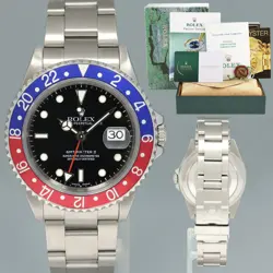 2024 RSC & PAPERS MINT ROLEX GMT-MASTER II 2 PEPSI BLUE RED STEEL 16710 WATCH