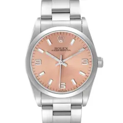 ROLEX OYSTER PERPETUAL 31 MIDSIZE SALMON DIAL STEEL LADIES WATCH 77080