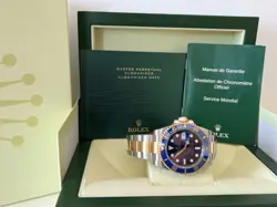 ROLEX SUBMARINER DATE 40MM SUNBURST BLUE 18K YELLOW GOLD TWO-TONE WATCH 116613LB