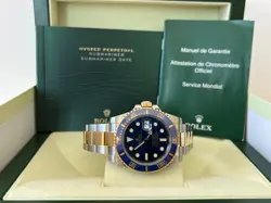 ROLEX SUBMARINER DATE 40MM SUNBURST BLUE 18K YELLOW GOLD TWO-TONE WATCH 116613LB