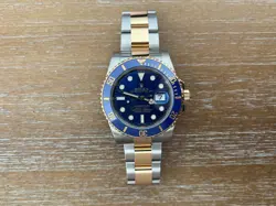 ROLEX SUBMARINER DATE 40MM SUNBURST BLUE 18K YELLOW GOLD TWO-TONE WATCH 116613LB