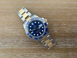 ROLEX SUBMARINER DATE 40MM SUNBURST BLUE 18K YELLOW GOLD TWO-TONE WATCH 116613LB