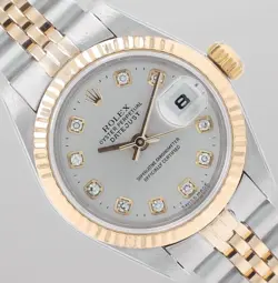 ROLEX LADIES DATEJUST 26MM TWO-TONE SILVER DIAMOND NS DIAL FLUTED JUBILEE BAND