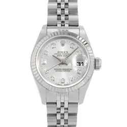 ROLEX DATEJUST 10P DIAMOND 69174G SILVER W NUMBER SECOND HAND WOMEN