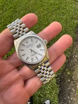 ROLEX DATEJUST 16030 36MM CASE WHITE DIAL JUBILEE BAND WATCH