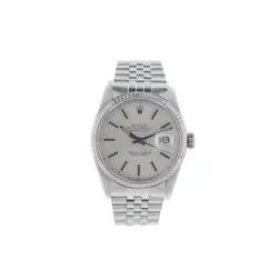 ROLEX DATEJUST  16014 36MM SILVER INDEX DIAL FLUTED BEZEL JUBILEE BAND