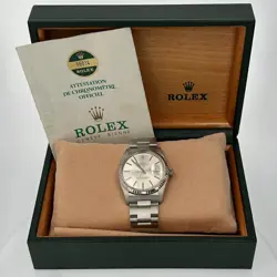 B&P ROLEX DATEJUST 16014 36MM SILVER INDEX DIAL FLUTED BEZEL OYSTER BAND