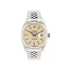 B&P ROLEX DATEJUST 16014 36MM SILVER LINEN INDEX DIAL FLUTED BEZEL JUBILEE BAND