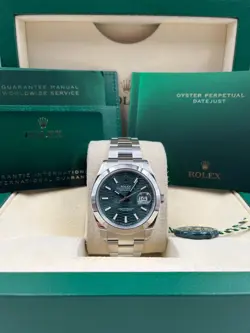 ROLEX DATE JUST 41MM SMOOTH GREEN MOTIF DIAL OYSTER 126300 PRE-OWNED 2023