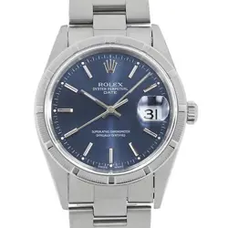 ROLEX OYSTER PERPETUAL DATE 15210 BLUE BAR P NUMBER SECOND HAND MENS