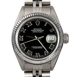ROLEX DATEJUST 26MM 6916 WOMEN'S STAINLESS STEEL AUTOMATIC BLACK 1 YEAR WARRA...