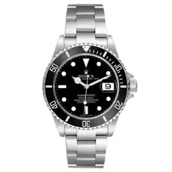 Rolex Submariner Date Black Dial Steel Mens Watch 16610 Box Card