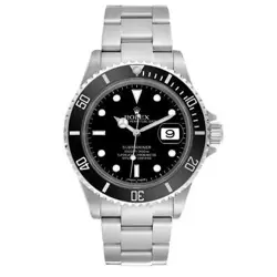 Rolex Submariner Date Black Dial Steel Mens Watch 16610 Box Card