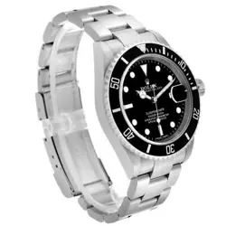 Rolex Submariner Date Black Dial Steel Mens Watch 16610 Box Card