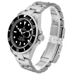 Rolex Submariner Date Black Dial Steel Mens Watch 16610 Box Card