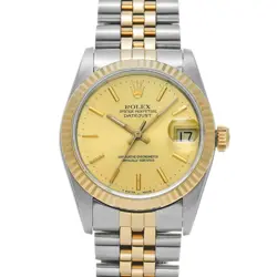 ROLEX 68273 DATEJUST CHAMPAGNE UNISEX WRISTWATCH WITH BOX & PAPER