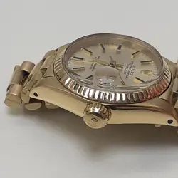 Rolex Ladies Datejust President 26 mm 18K Yellow Gold Watch 6917 Circa 1979
