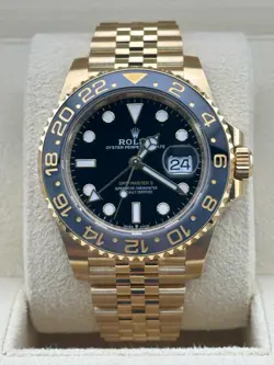 FULL SET 2024 ROLEX GMT-MASTER II 40MM 18K YELLOW GOLD JUBILEE WATCH 126718 GRNR
