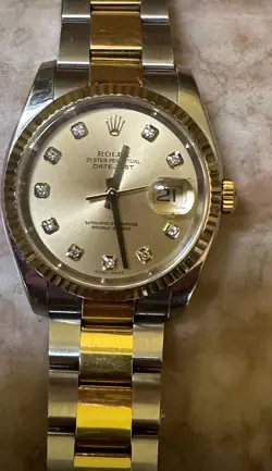 2004 Rolex datejust 36mm two tone with diamond dots. Excellent condition with bo