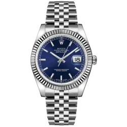 ROLEX DATEJUST 36MM BLUE INDEX DIAL STEEL WHITE GOLD JUBILEE MEN'S WATCH 116234