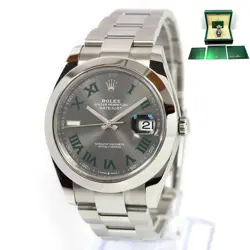 2021 ROLEX DATEJUST WIMBLEDON 126300 41MM SILVER DIAL SMOOTH OYSTER B/P