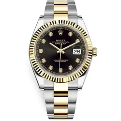ROLEX DATEJUST 41MM BLACK DIAMOND OYSTER STEEL AND YELLOW GOLD MENS WATCH 126333