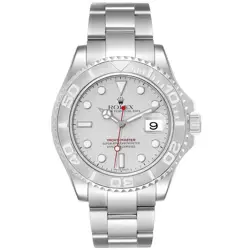 ROLEX YACHT-MASTER 40MM SILVER DIAL PLATINUM BEZEL OYSTER STEEL MENS WATCH 16622