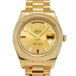 ROLEX 218238BG DAY-DATE II CHAMPAGNE/DIAMOND / RUBY MENS WRISTWATCH