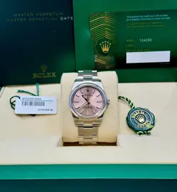 ROLEX OYSTER PERPETUAL 124200 PINK DIAL SILVER OYSTER BRACELET WITH SILVER BEZEL