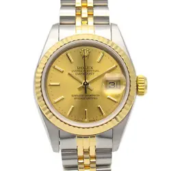 ROLEX DATEJUST E WRIST WATCH 69173 AUTOMATIC K18 YG YELLOW GOLD SS USED WOMEN