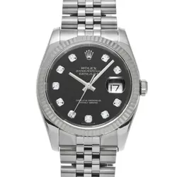ROLEX 116234G DATEJUST BLACK/DIAMOND MENS WRISTWATCH WITH BOX & PAPER