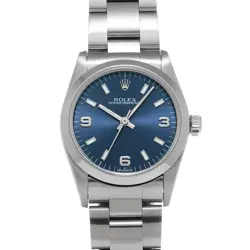 ROLEX 77080 OYSTER PERPETUAL BLUE UNISEX WRISTWATCH WITH BOX & PAPER