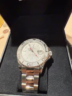 2002 ROLEX YACHTMASTER 16622 PLATINUM DIAL MEN’S WATCH 40MM