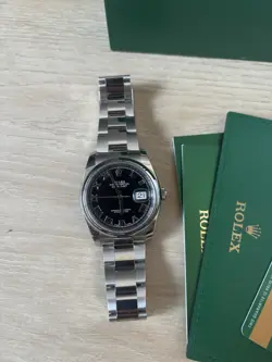 2018 ROLEX DATEJUST 116200 BLACK ROMAN DIAL SS OYSTER WITH BOX AND PAPERS 36MM