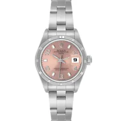ROLEX DATE SALMON DIAL OYSTER BRACELET STEEL LADIES WATCH 79190