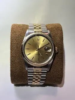 1995 ROLEX DATEJUST TWO TONE CHAMPAGNE DIAL BOX & PAPERS VERY GOOD CONDITION