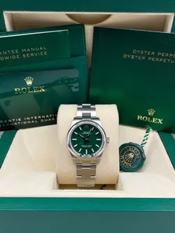 ROLEX OYSTER PERPETUAL 31MM GREEN DIAL 277200 BOX & PAPERS 2022