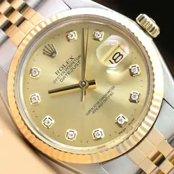 ROLEX MENS DATEJUST TWO TONE 18K YELLOW GOLD & STEEL QUICKSET WATCH + ROLEX BAND