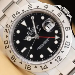 2003 ROLEX EXPLORER II 16570 BLACK STEEL GMT DATE 40MM OYSTER WATCH W/ PAPER