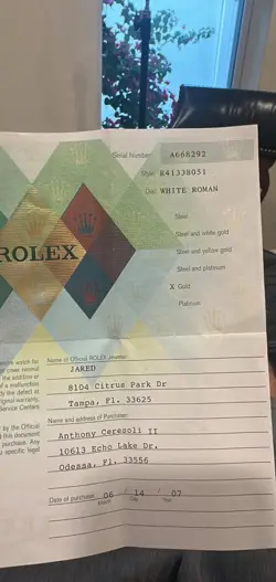 ROLEX Cellini 4133 18k Gold W/ Box And Papers 199