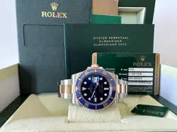 ROLEX SUBMARINER DATE 40MM BLUE 18K YELLOW GOLD TWO-TONE WATCH 116613LB
