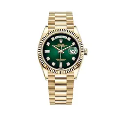 ROLEX DAY-DATE 128238 YELLOW GOLD GREEN OMBRé DIAMOND DIAL (2020)