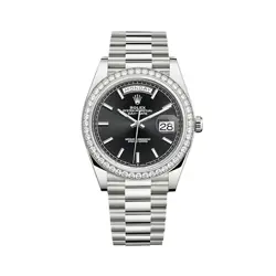 ROLEX DAY-DATE 228349RBR WHITE GOLD DIAMOND BEZEL BLACK DIAL (2024)