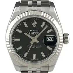 USED ROLEX DATEJUST 179174 BLACK CASE: 26MM BAND: 16.5CM LADIES WATCH #105521