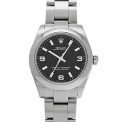 ROLEX 177200 OYSTER PERPETUAL BLACK UNISEX WRISTWATCH WITH BOX & PAPER