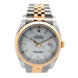 ROLEX DATEJUST 36MM TWO-TONE 18K YELLOW GOLD STAINLESS STEEL WHITE DIAL 116233