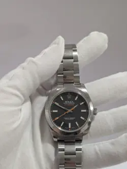 ROLEX MILGAUSS 116400 SILVER OYSTER BRACELET WITH SILVER BEZEL BLACK DIAL 2009
