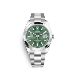 ROLEX DATEJUST 126300 STAINLESS STEEL GREEN FLUTED-MOTIF DIAL OYSTER (2023)